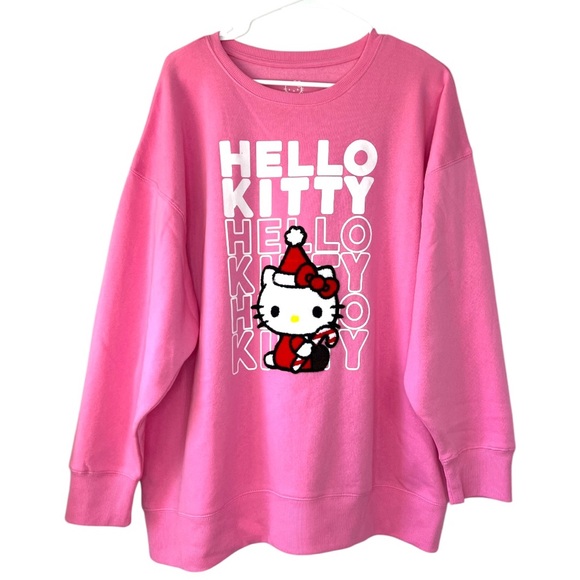 Hello Kitty Tops - Hello Kitty Christmas Sweatshirt Size XL Pink White Red